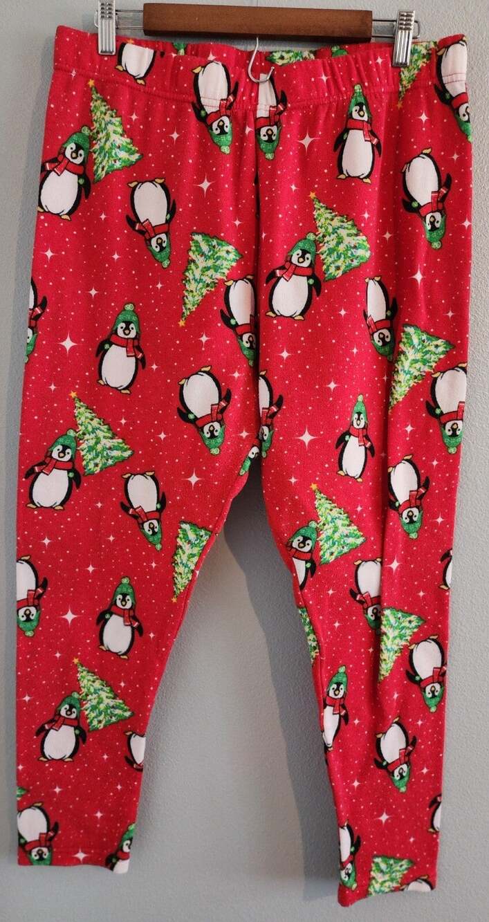 Terra & Sky Women's Holiday Penquin Fleece Leggings Size 1X